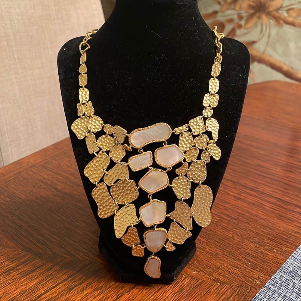 Christina Greene Gold and Pearl Bib Necklace